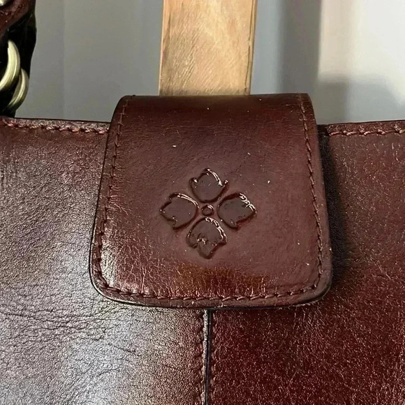 Patricia Nash Maroon Snap Button Leather Braided Strap Handbag Satchel - Picture 3 of 10